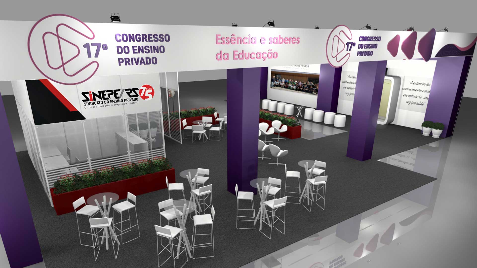 Aplicação de identidade visual do 17º Congresso do Ensino Privado do Sinepe em brindes e sinalização.