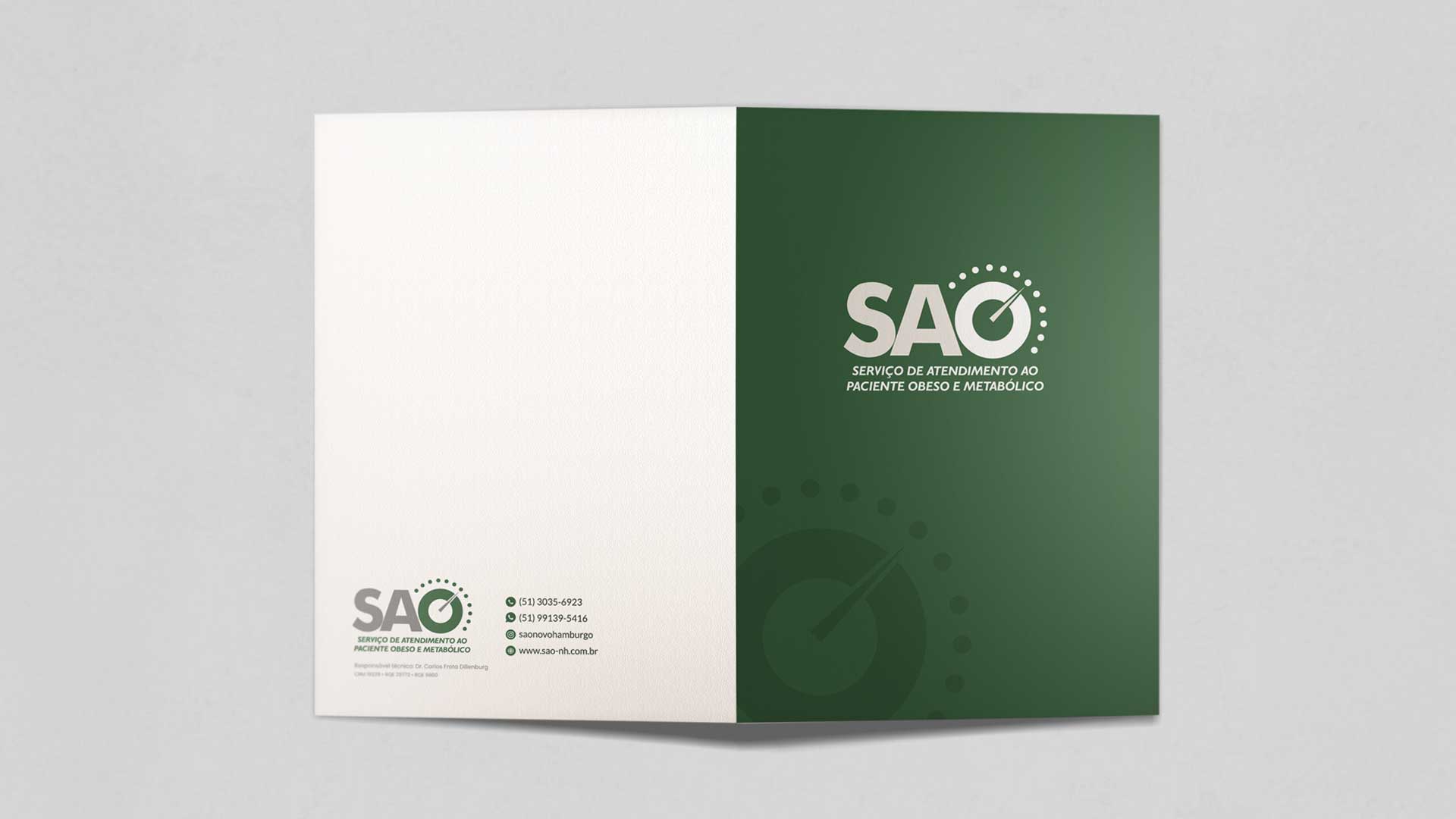 Criação de arte para pasta institucional do Servico de Atendimento ao Obeso.